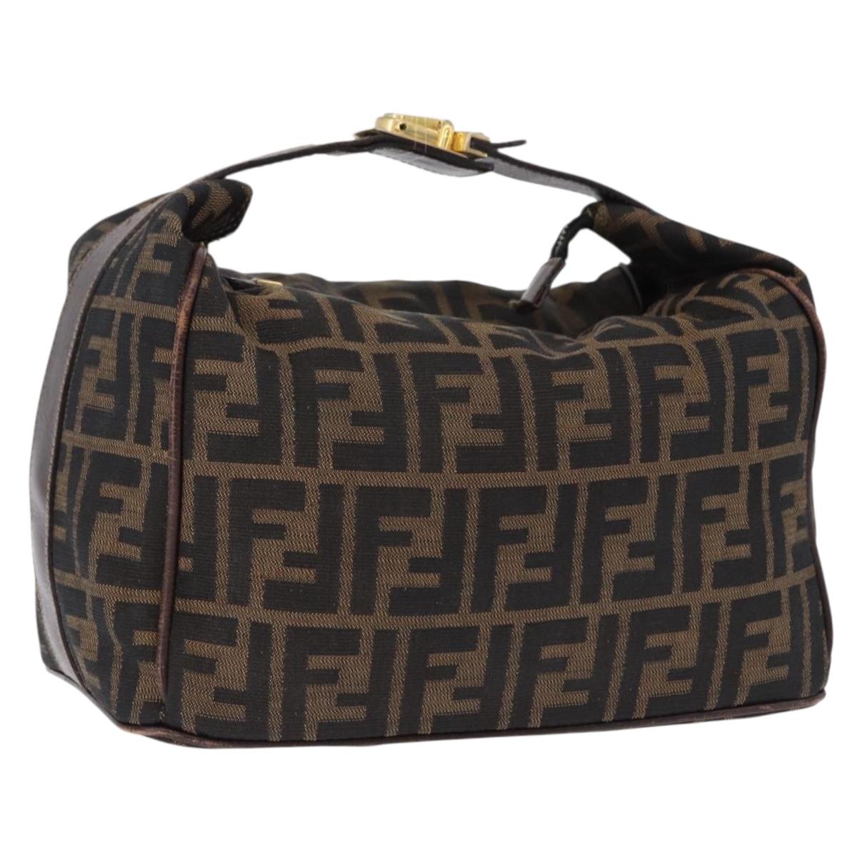 FENDI Zucca Canvas Hand Bag Brown Gold Tone Auth ep15381