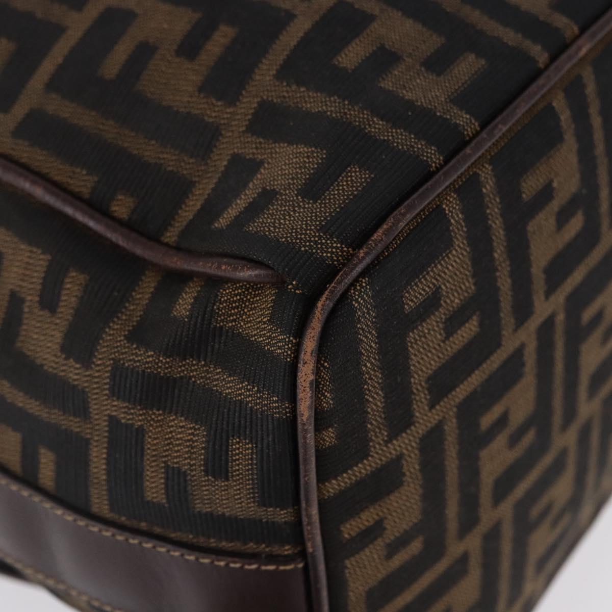 FENDI Zucca Canvas Hand Bag Brown Gold Tone Auth ep15381