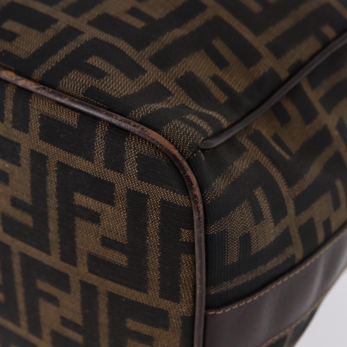 FENDI Zucca Canvas Hand Bag Brown Gold Tone Auth ep15381