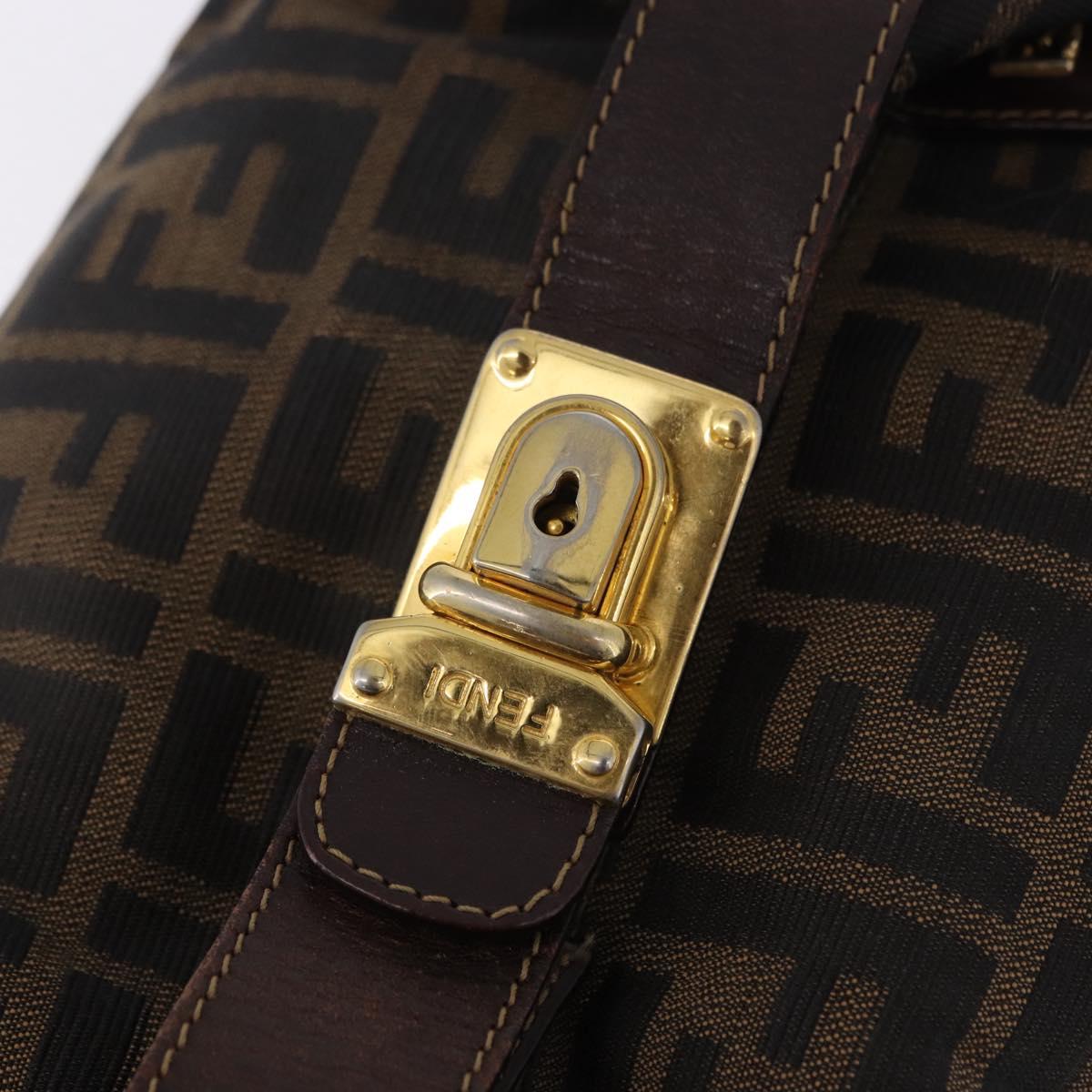 FENDI Zucca Canvas Hand Bag Brown Gold Tone Auth ep15381