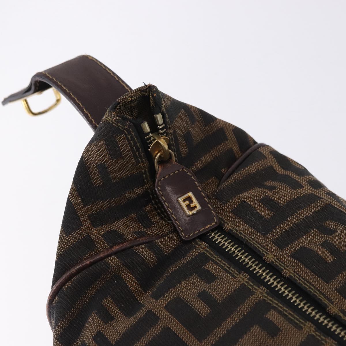 FENDI Zucca Canvas Hand Bag Brown Gold Tone Auth ep15381