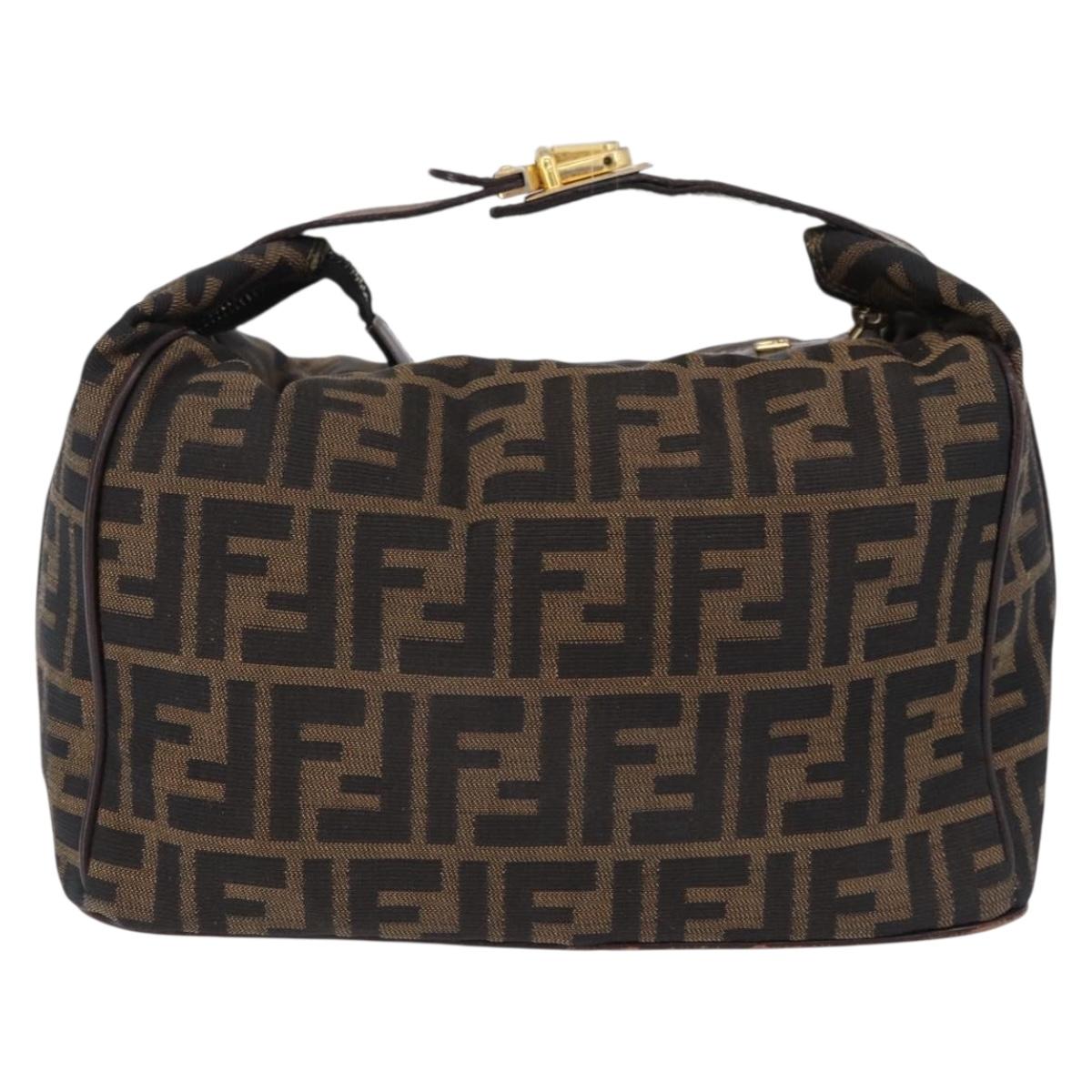 FENDI Zucca Canvas Hand Bag Brown Gold Tone Auth ep15381