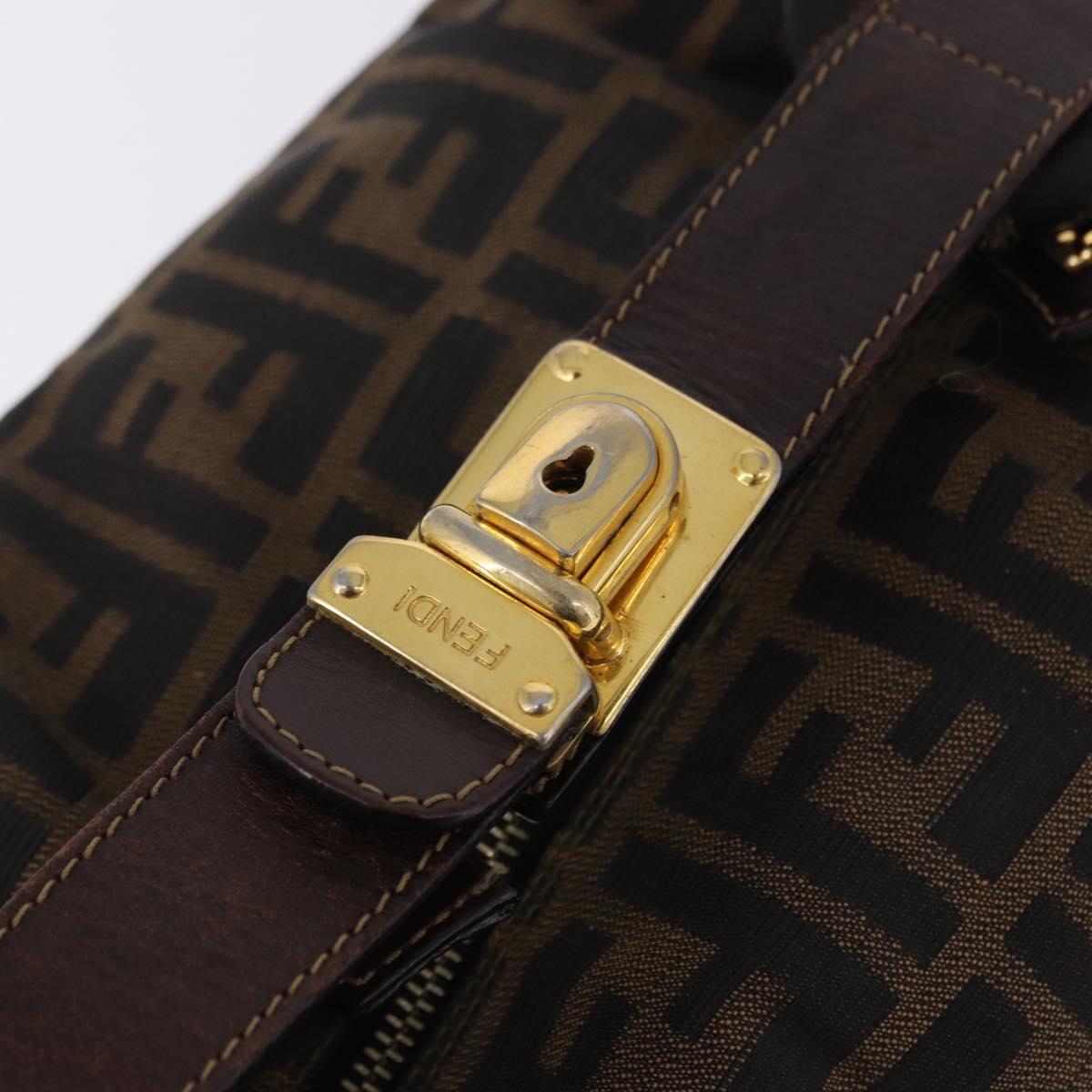FENDI Zucca Canvas Hand Bag Brown Gold Tone Auth ep15381