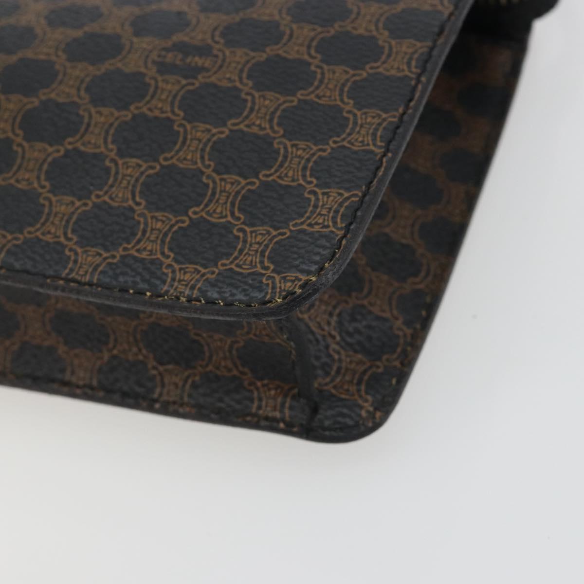 CELINE Macadam Accessory Pouch PVC Leather Black Gold Tone Auth ep15382A