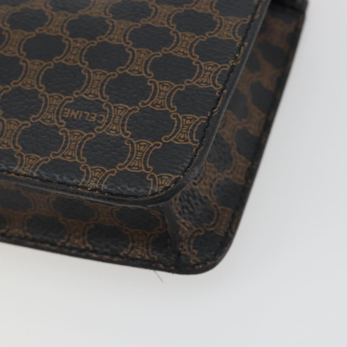 CELINE Macadam Accessory Pouch PVC Leather Black Gold Tone Auth ep15382A