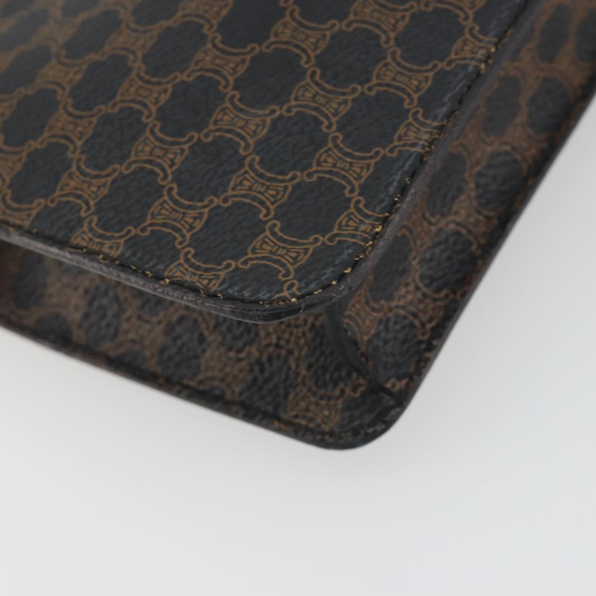 CELINE Macadam Accessory Pouch PVC Leather Black Gold Tone Auth ep15382A