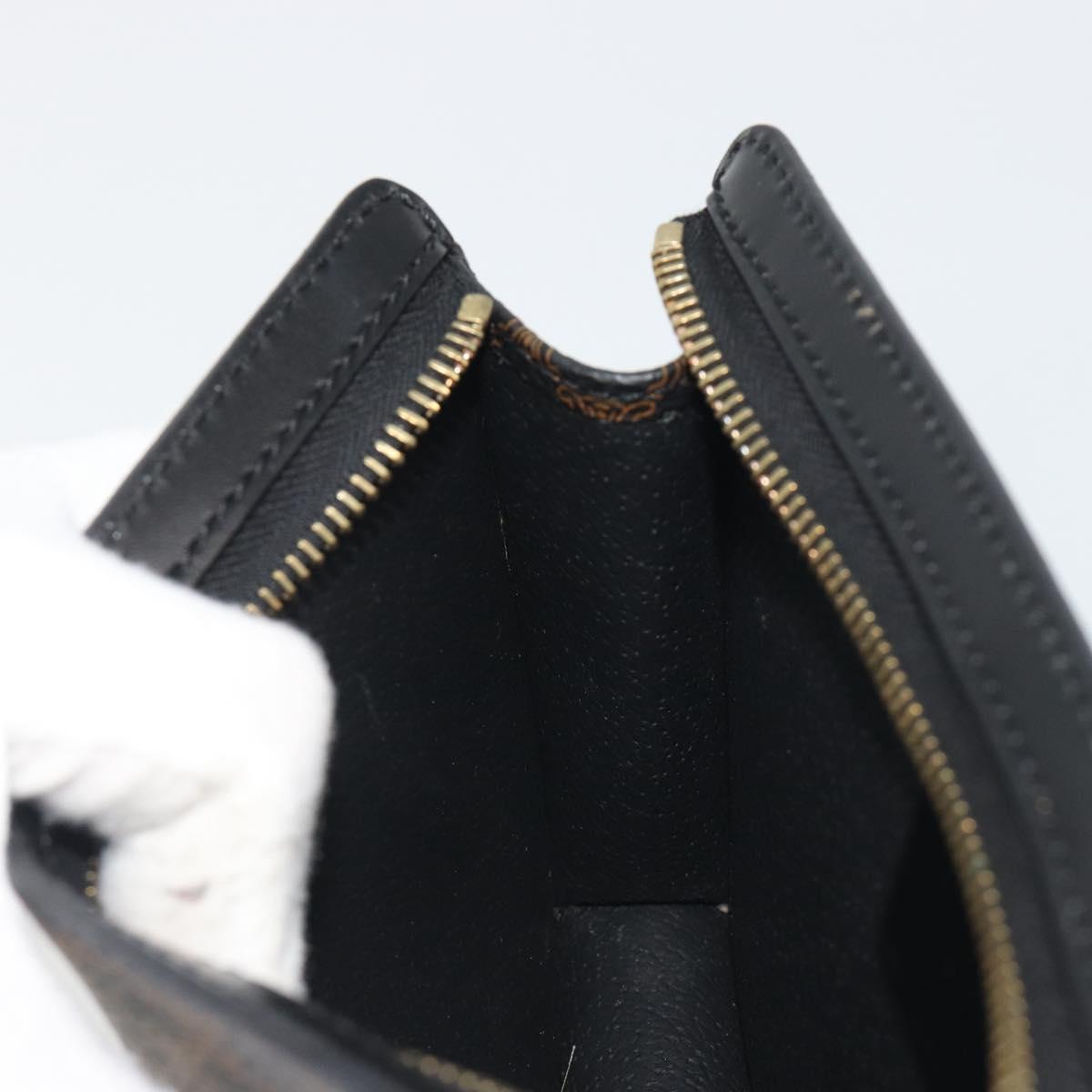 CELINE Macadam Accessory Pouch PVC Leather Black Gold Tone Auth ep15382A