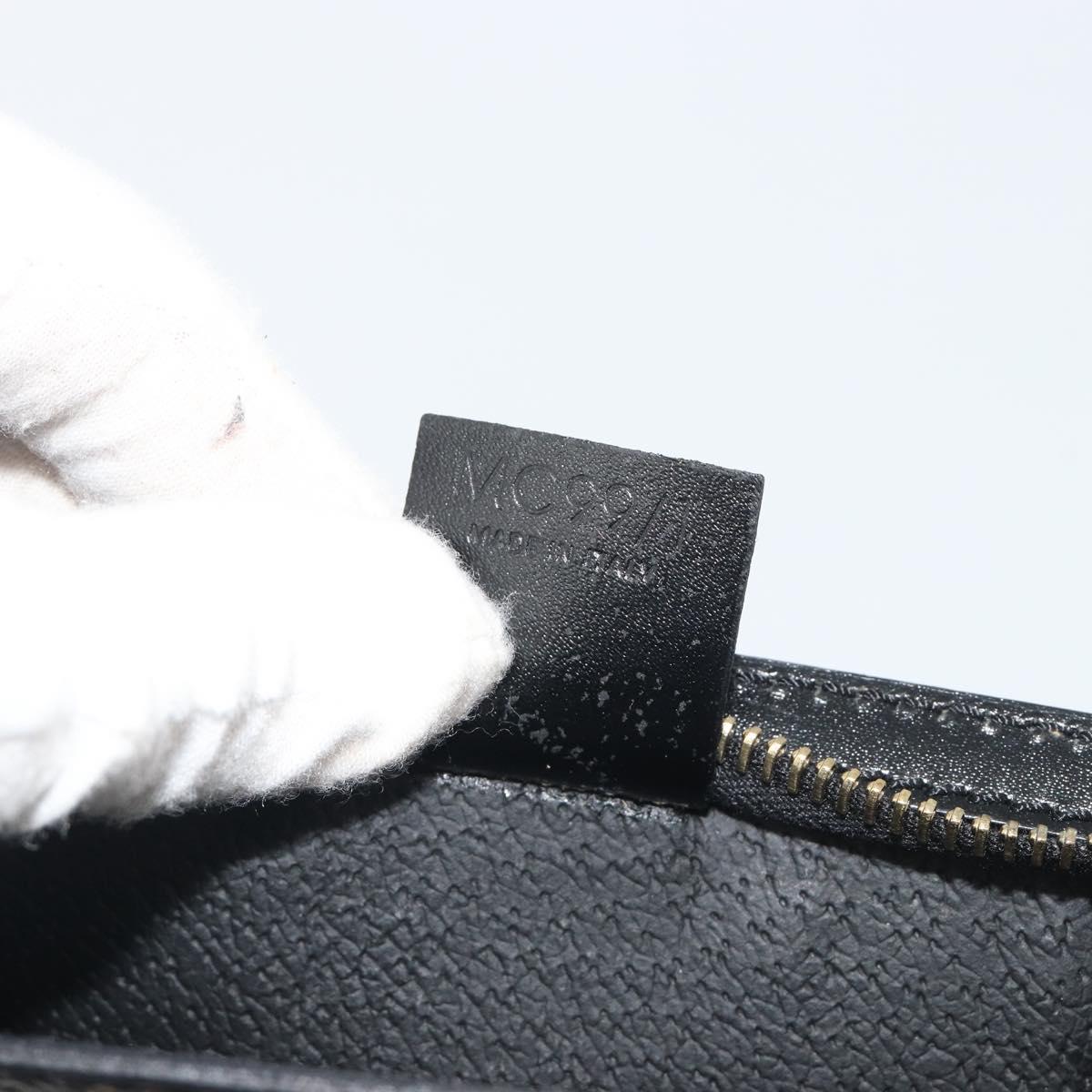 CELINE Macadam Accessory Pouch PVC Leather Black Gold Tone Auth ep15382A