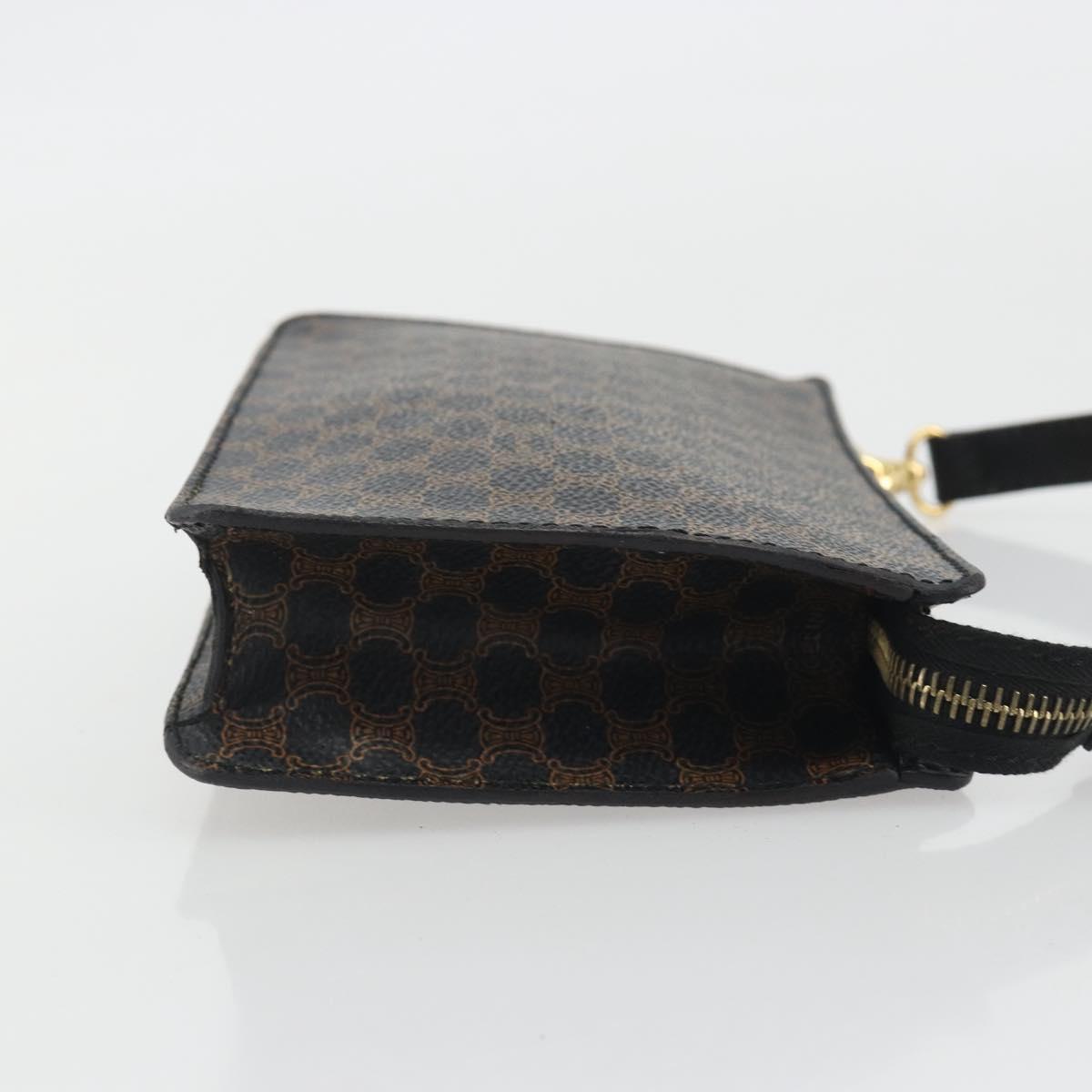 CELINE Macadam Accessory Pouch PVC Leather Black Gold Tone Auth ep15382A