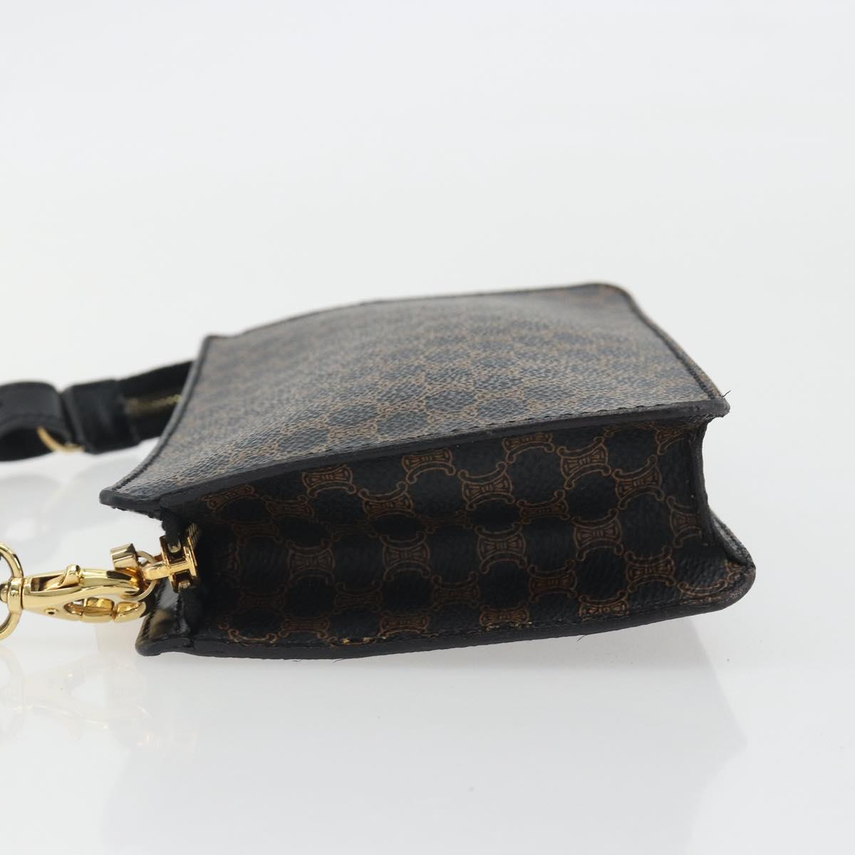 CELINE Macadam Accessory Pouch PVC Leather Black Gold Tone Auth ep15382A