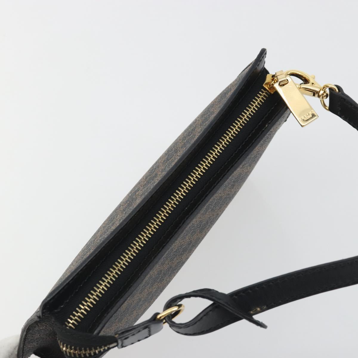 CELINE Macadam Accessory Pouch PVC Leather Black Gold Tone Auth ep15382A