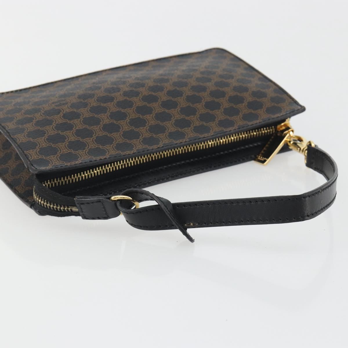 CELINE Macadam Accessory Pouch PVC Leather Black Gold Tone Auth ep15382A