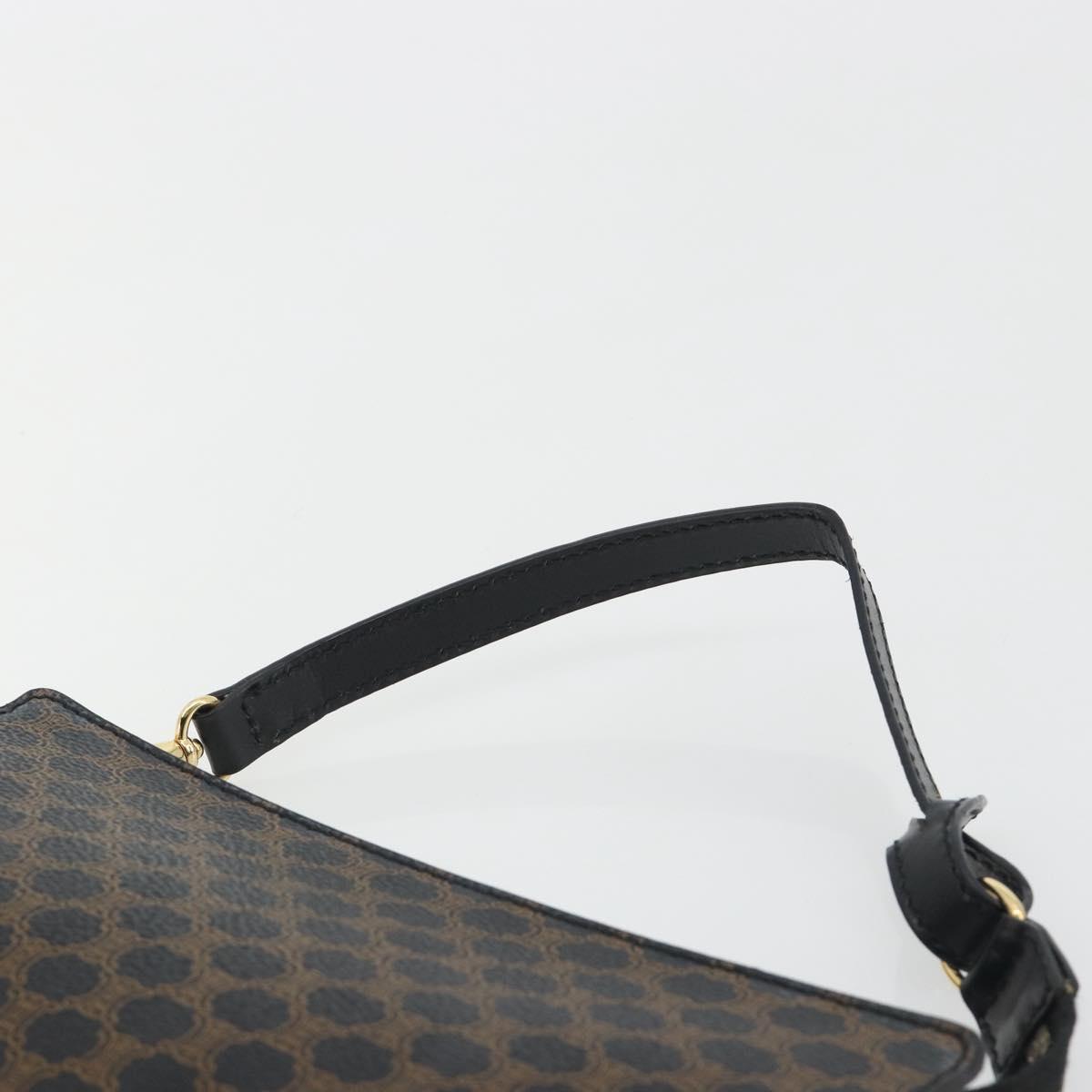 CELINE Macadam Accessory Pouch PVC Leather Black Gold Tone Auth ep15382A