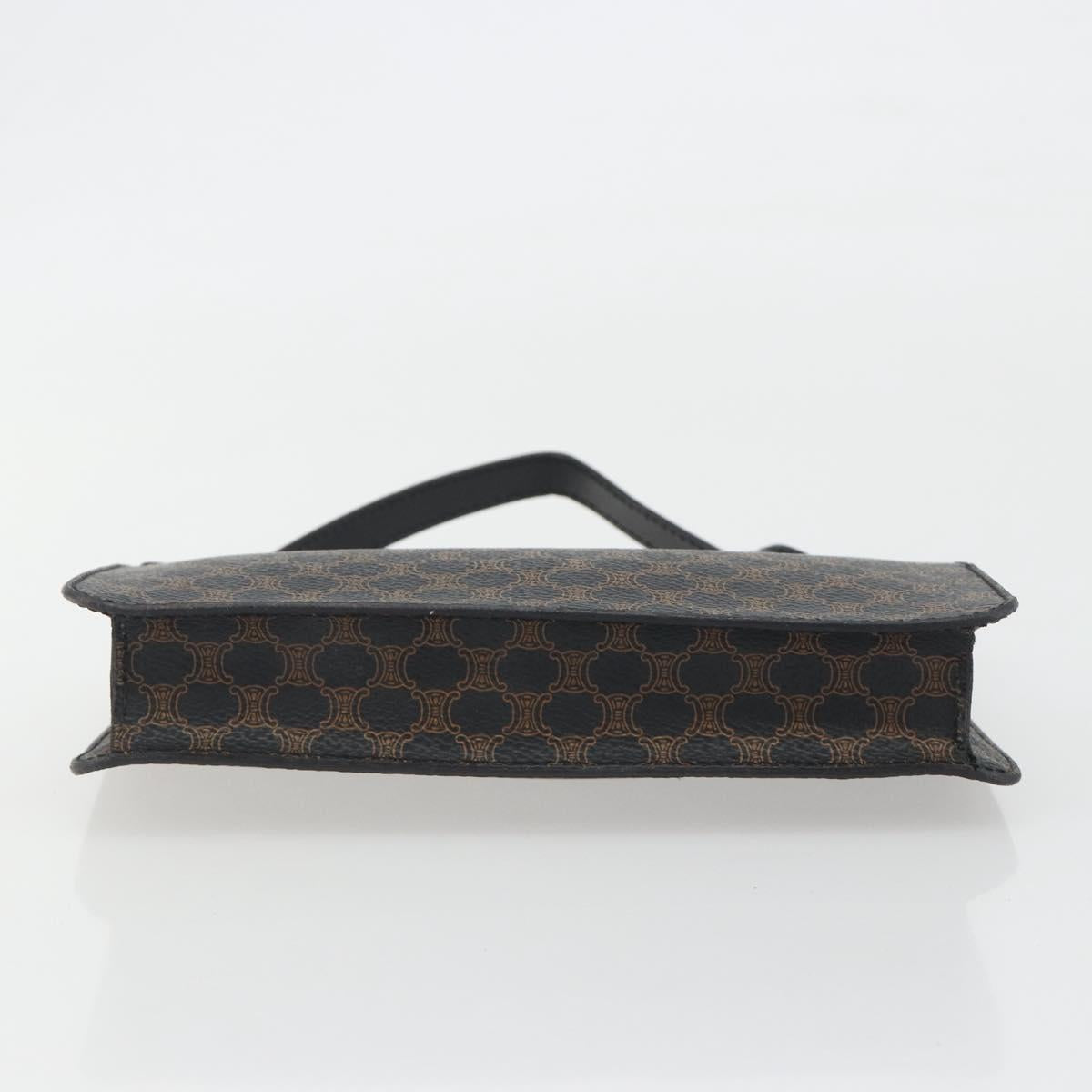 CELINE Macadam Accessory Pouch PVC Leather Black Gold Tone Auth ep15382A