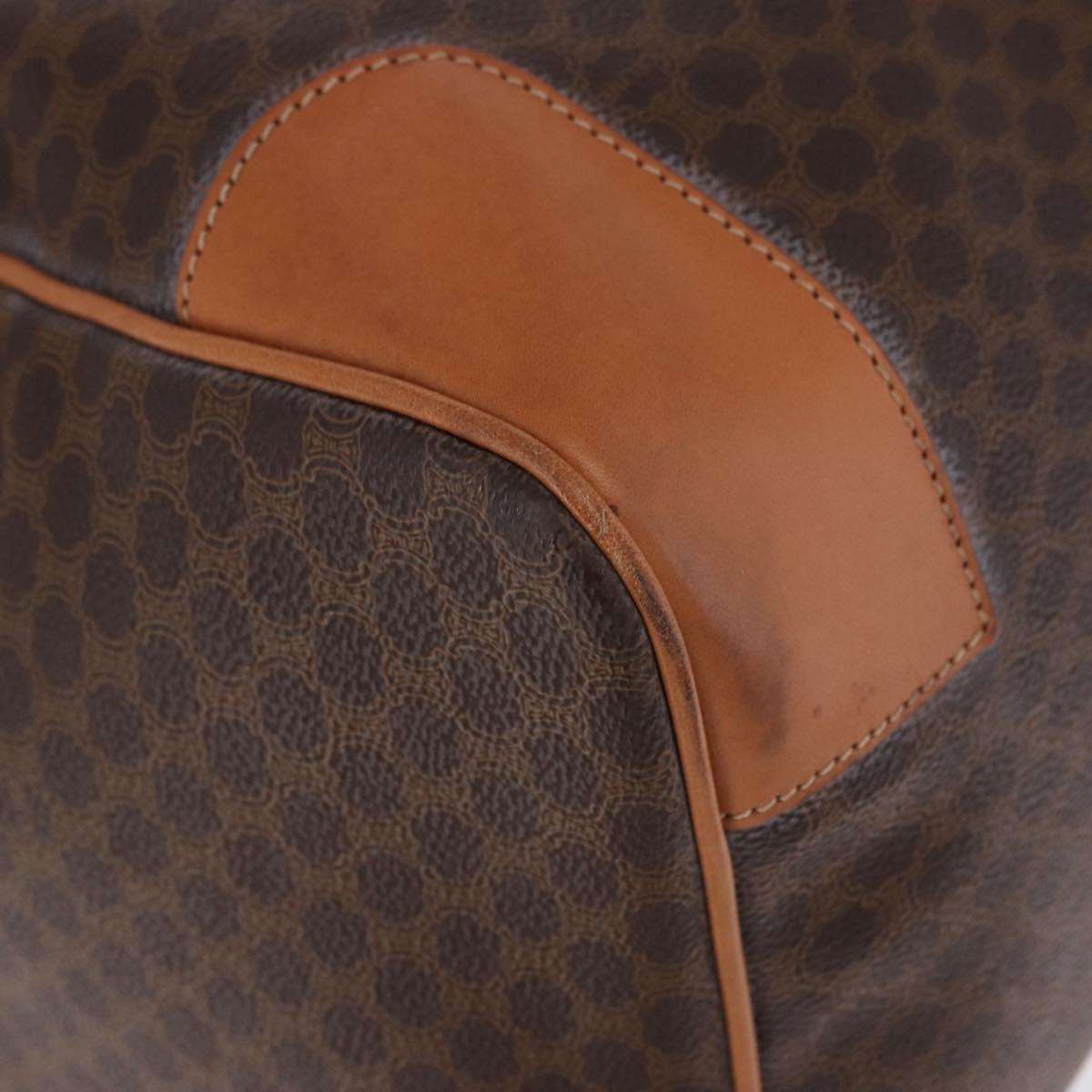 CELINE Macadam Boston Bag PVC Leather Brown Gold Tone Auth ep15384A