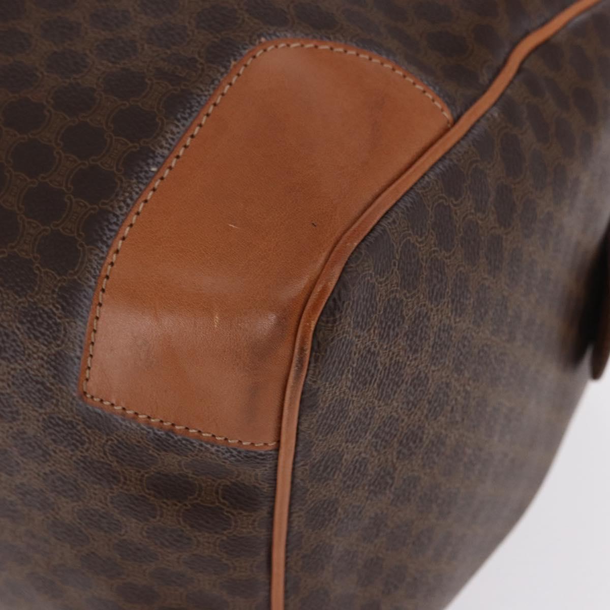 CELINE Macadam Boston Bag PVC Leather Brown Gold Tone Auth ep15384A