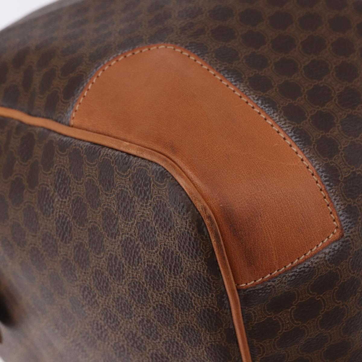 CELINE Macadam Boston Bag PVC Leather Brown Gold Tone Auth ep15384A