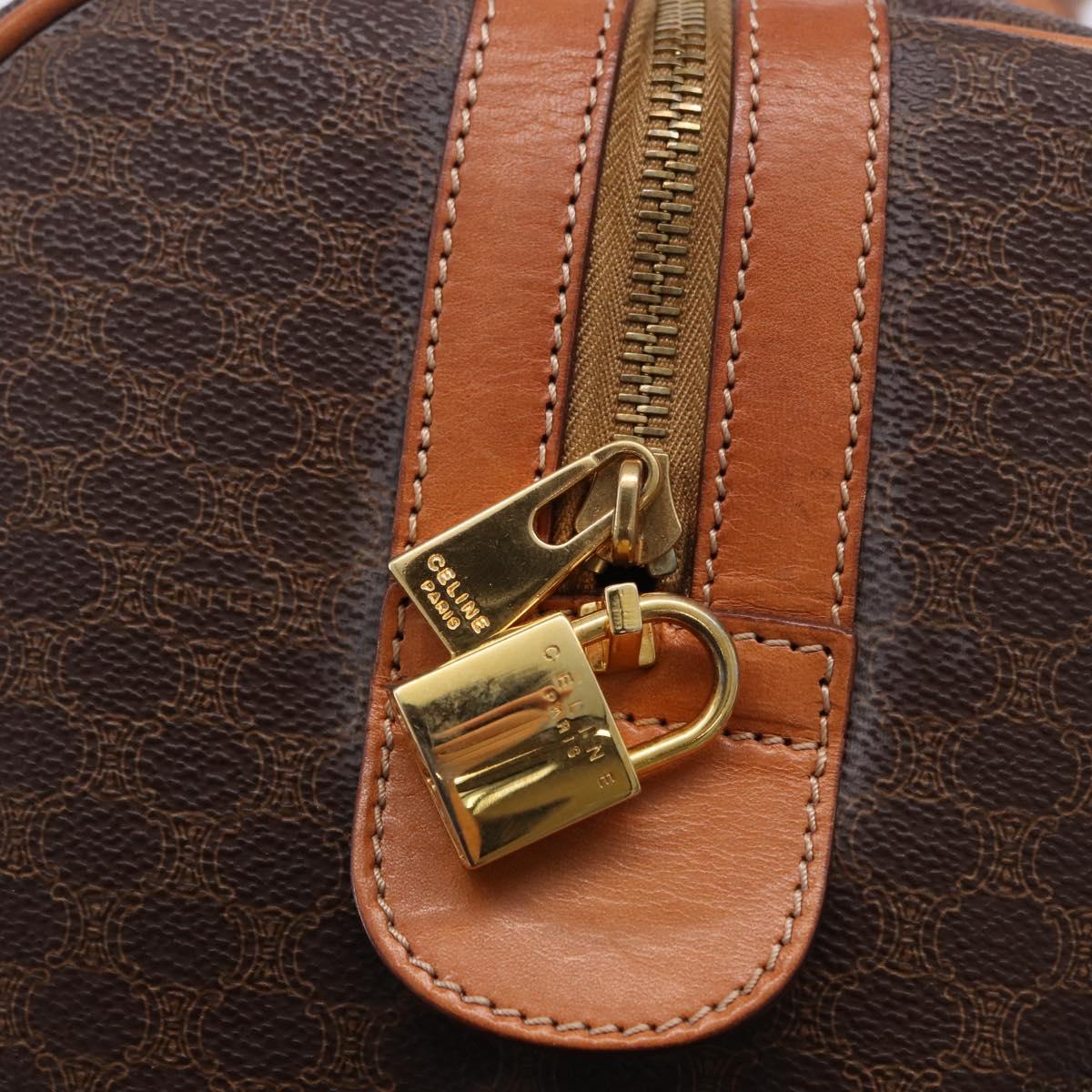CELINE Macadam Boston Bag PVC Leather Brown Gold Tone Auth ep15384A