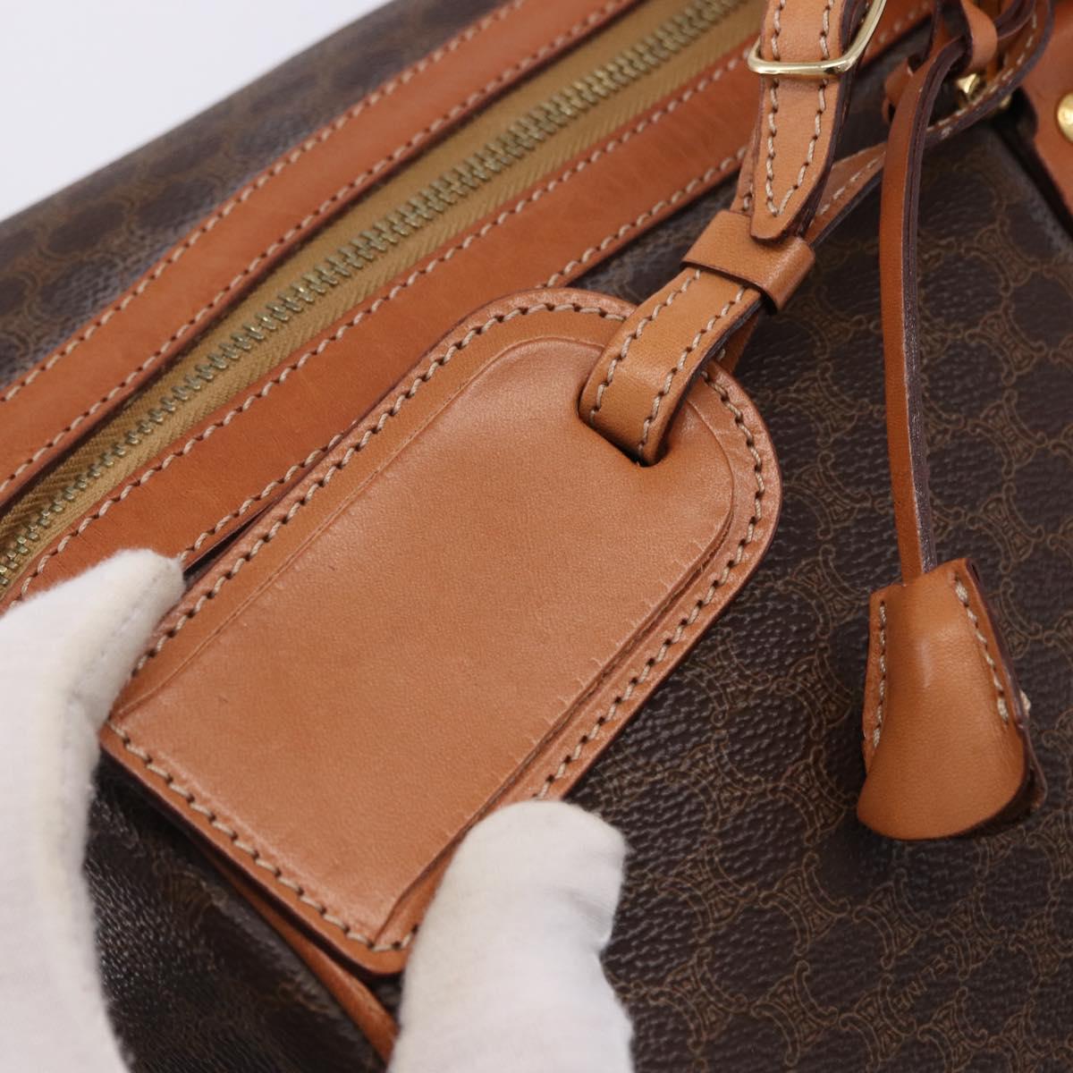 CELINE Macadam Boston Bag PVC Leather Brown Gold Tone Auth ep15384A