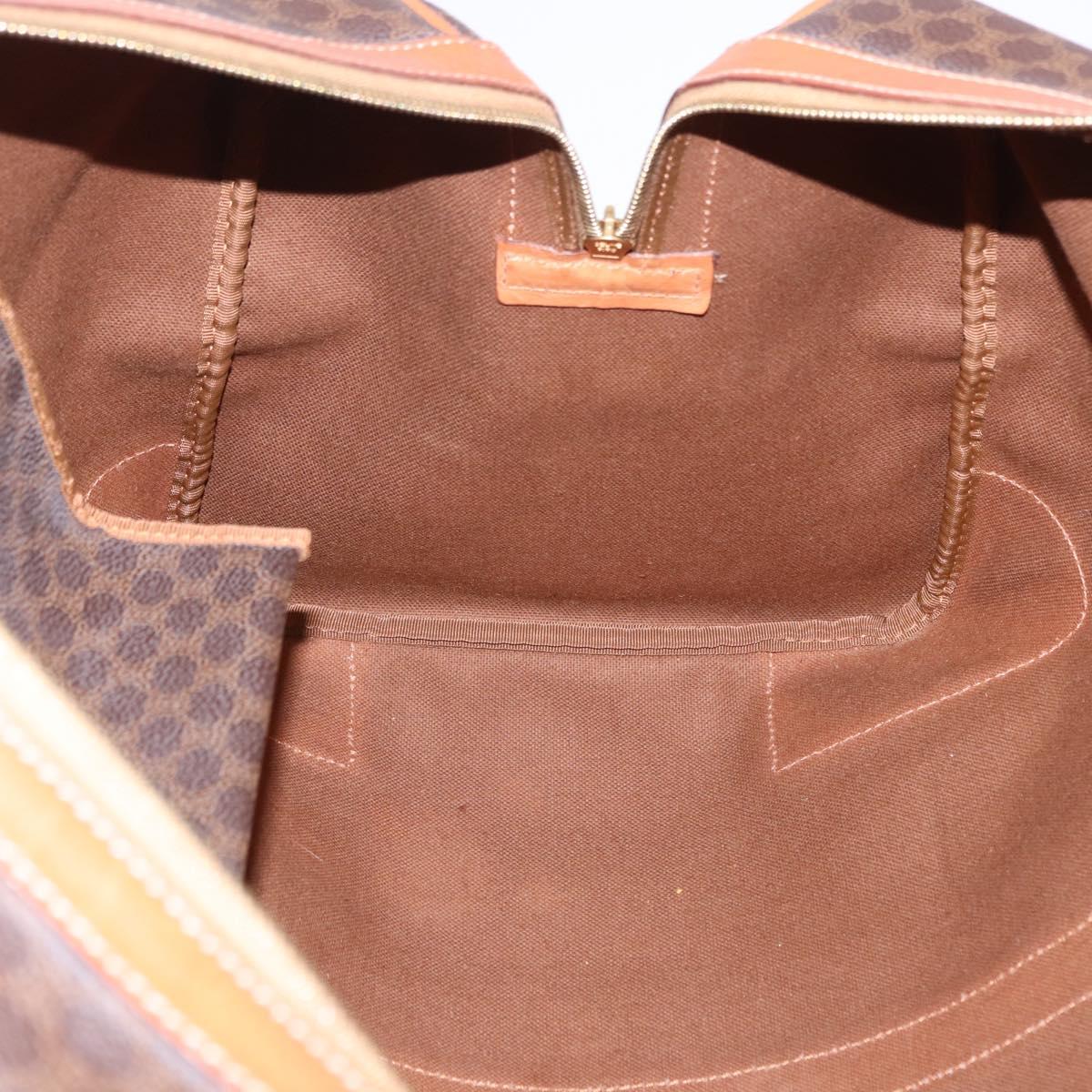 CELINE Macadam Boston Bag PVC Leather Brown Gold Tone Auth ep15384A