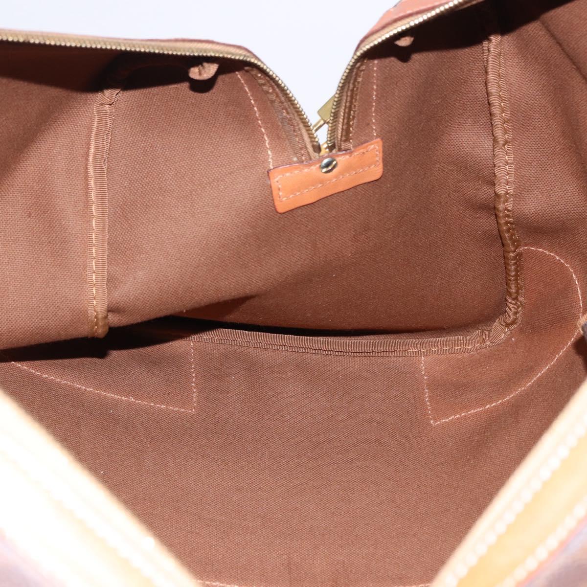 CELINE Macadam Boston Bag PVC Leather Brown Gold Tone Auth ep15384A