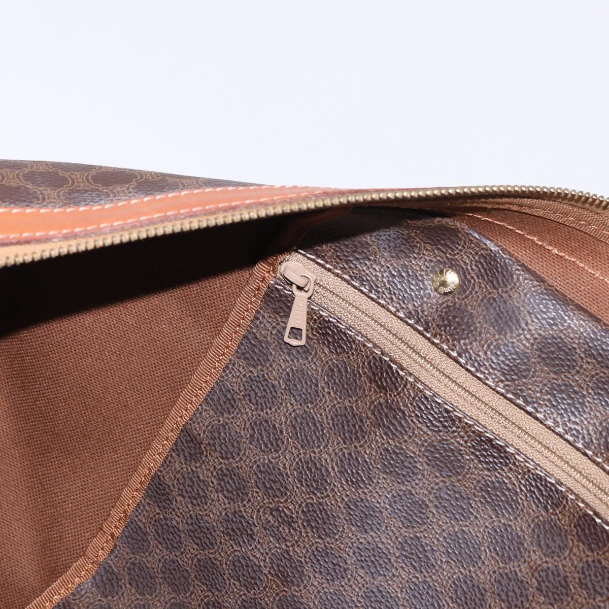 CELINE Macadam Boston Bag PVC Leather Brown Gold Tone Auth ep15384A