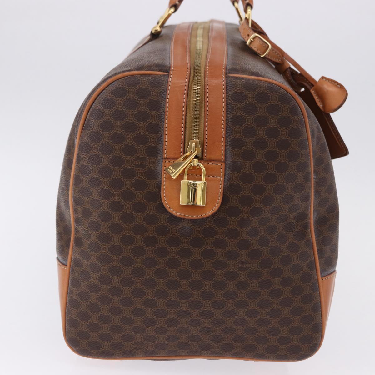 CELINE Macadam Boston Bag PVC Leather Brown Gold Tone Auth ep15384A
