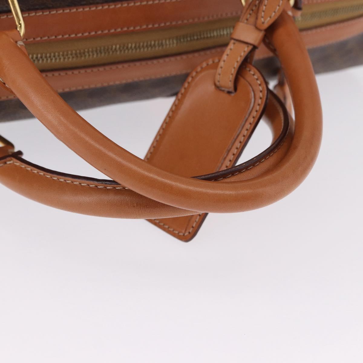 CELINE Macadam Boston Bag PVC Leather Brown Gold Tone Auth ep15384A
