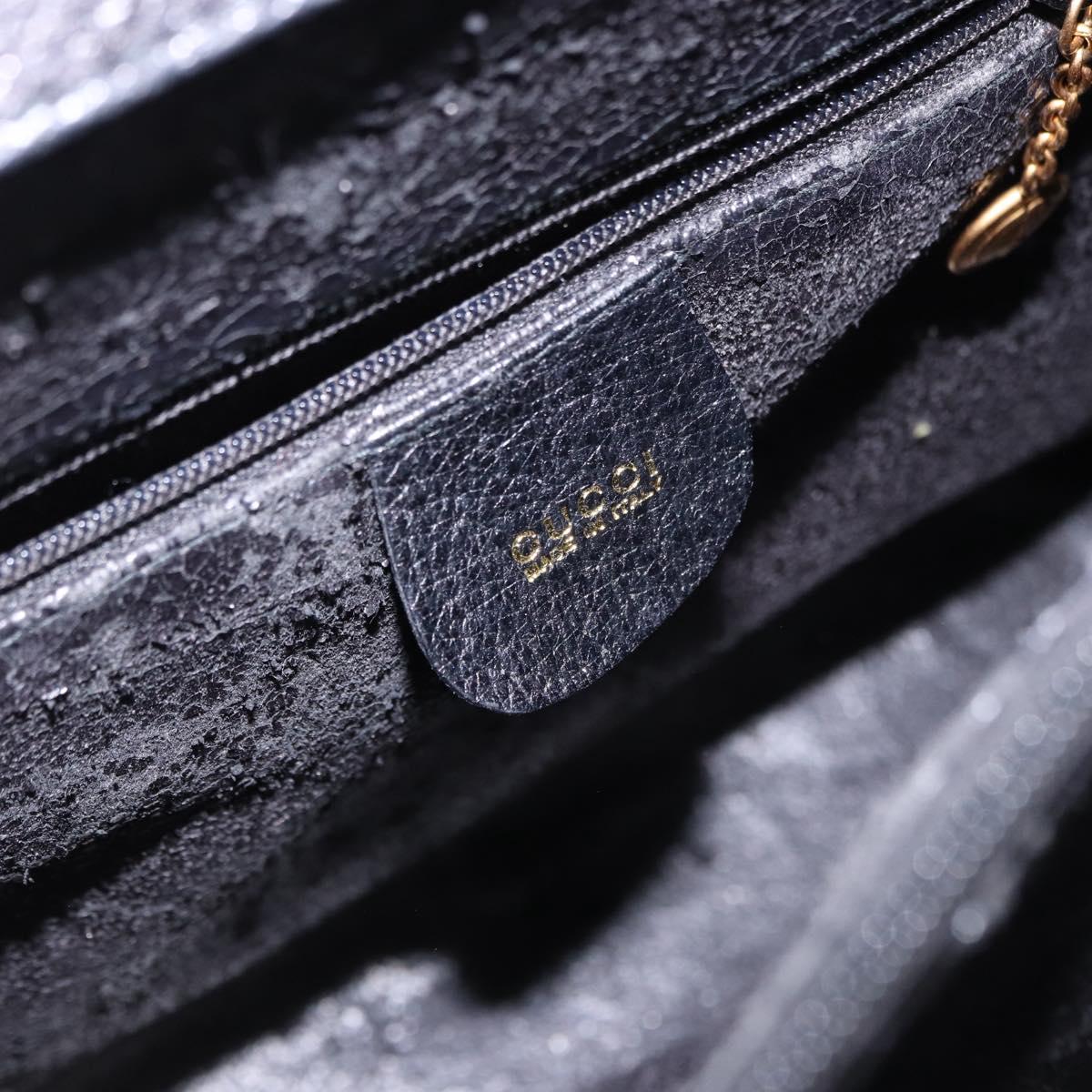 GUCCI Bamboo Hand Bag Leather Black Gold Tone Auth ep15386