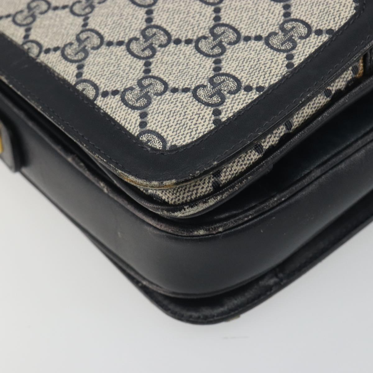 GUCCI GG Supreme Shoulder Bag PVC Leather Navy Gold Tone Auth ep15387