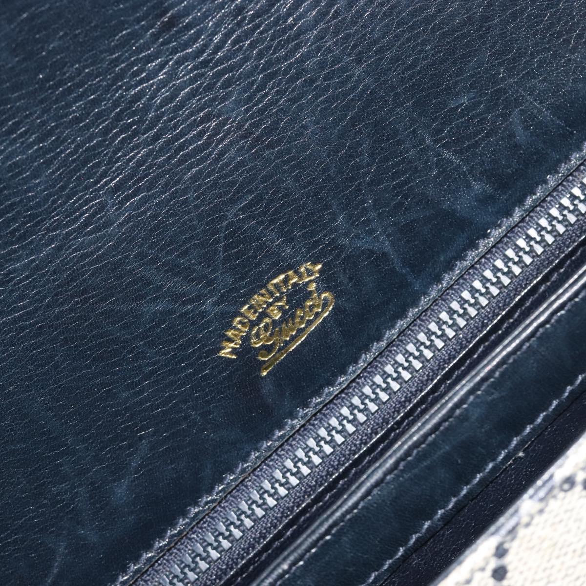 GUCCI GG Supreme Shoulder Bag PVC Leather Navy Gold Tone Auth ep15387