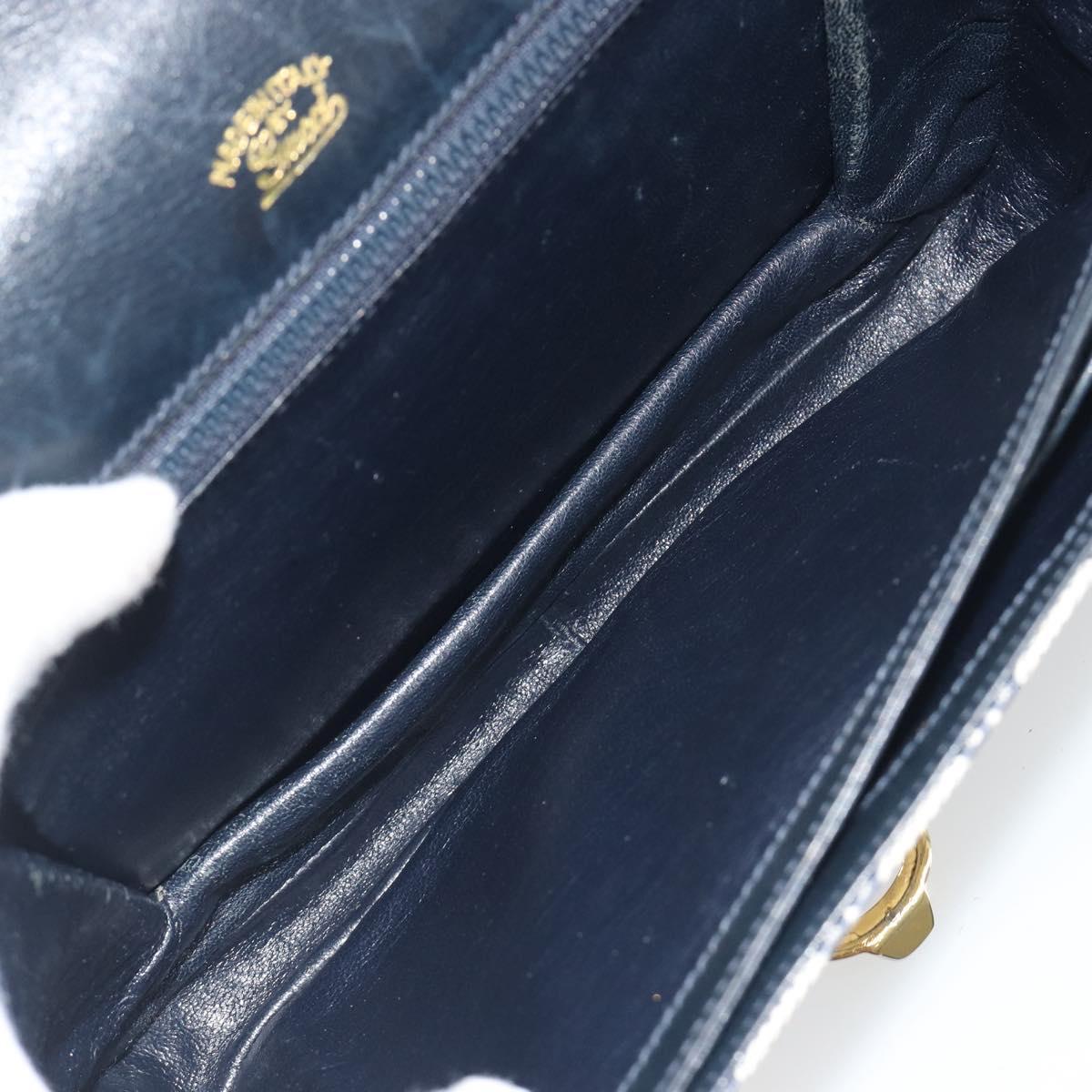 GUCCI GG Supreme Shoulder Bag PVC Leather Navy Gold Tone Auth ep15387