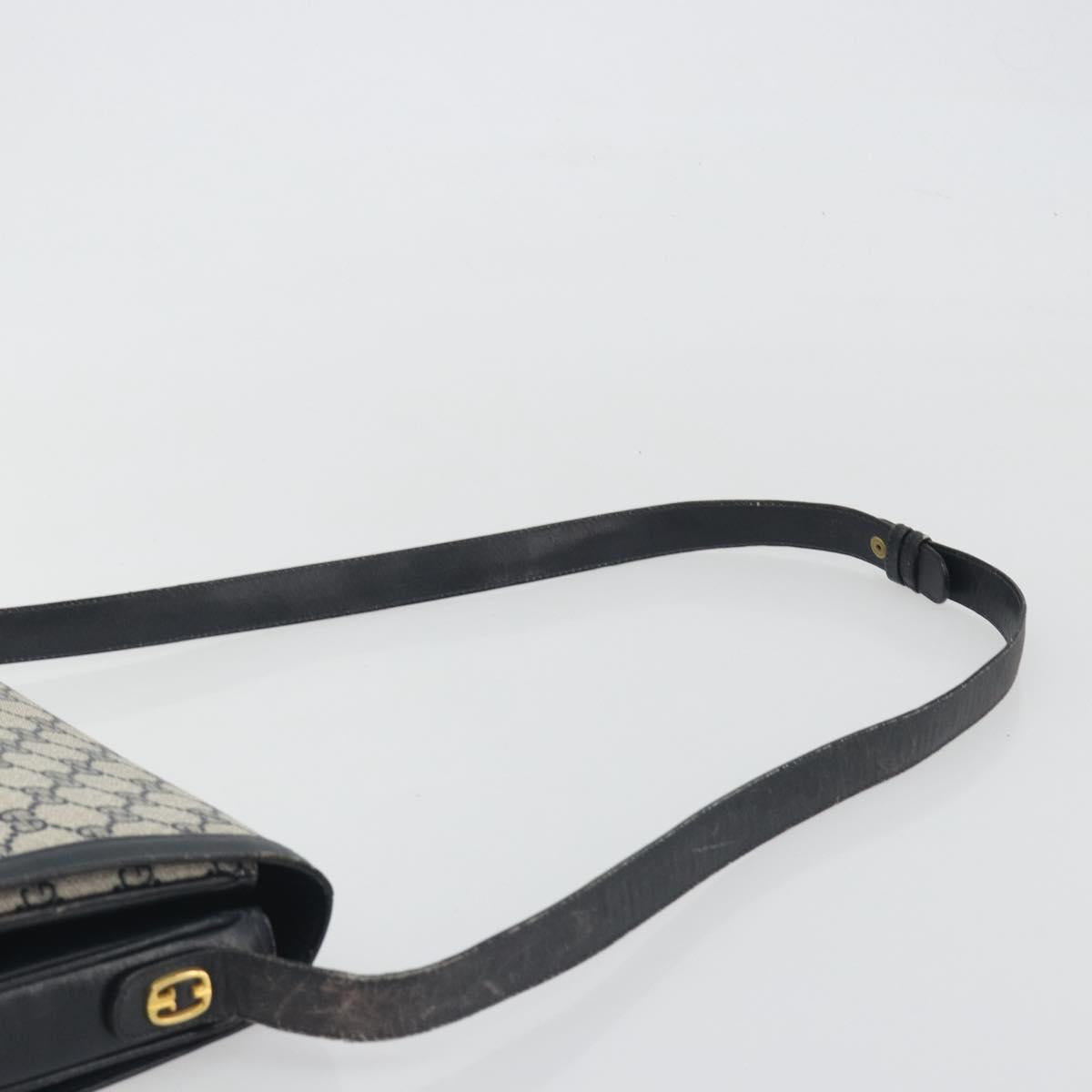 GUCCI GG Supreme Shoulder Bag PVC Leather Navy Gold Tone Auth ep15387