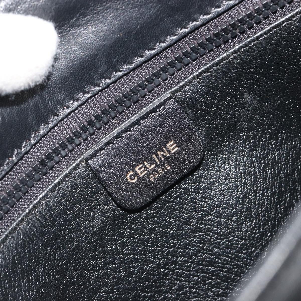 CELINE Shoulder Bag Leather Black Brown Auth ep15389