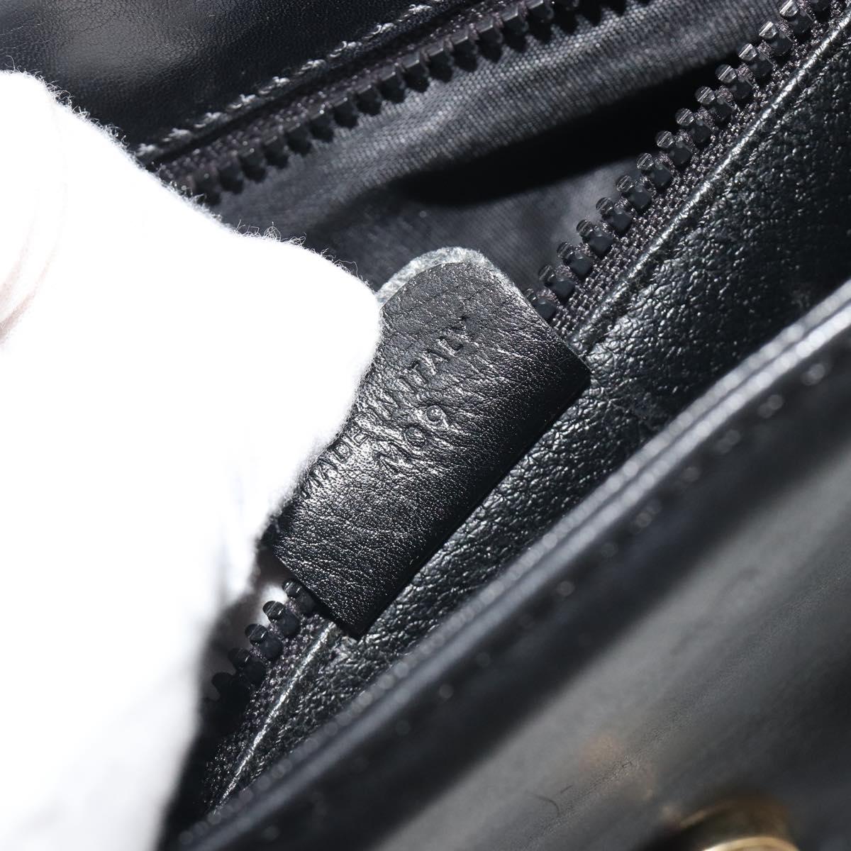 CELINE Shoulder Bag Leather Black Brown Auth ep15389