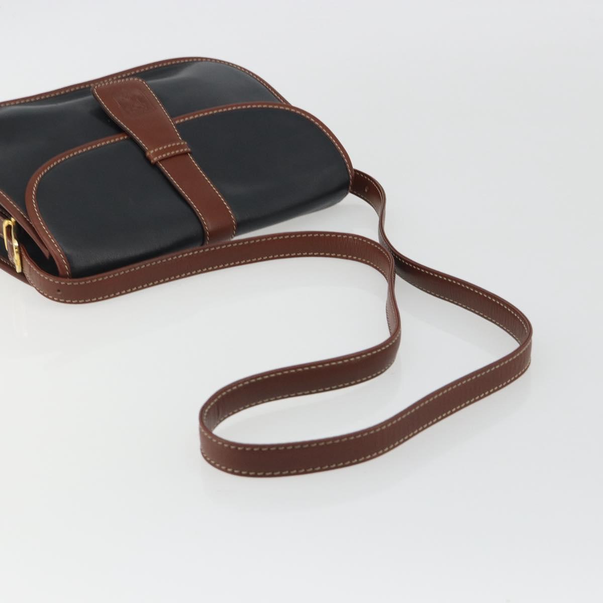 CELINE Shoulder Bag Leather Black Brown Auth ep15389