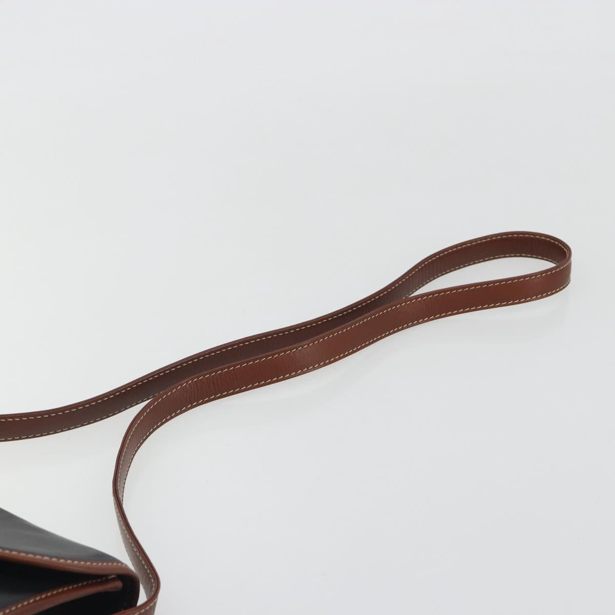 CELINE Shoulder Bag Leather Black Brown Auth ep15389