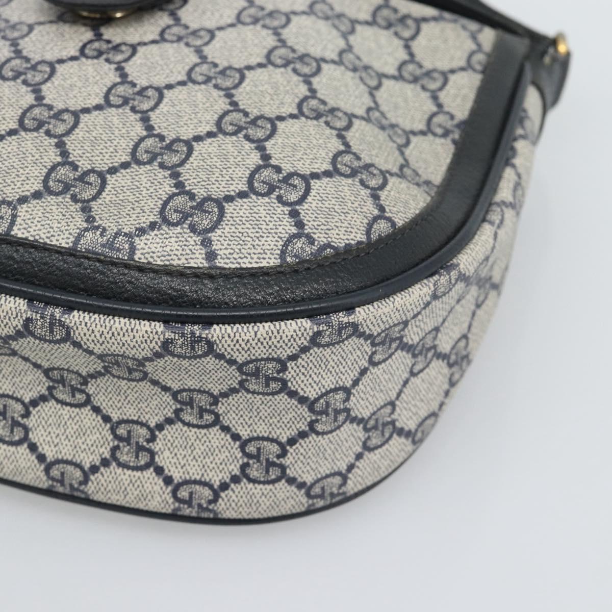 GUCCI GG Supreme Shoulder Bag PVC Leather Navy Gold Tone Auth ep15390