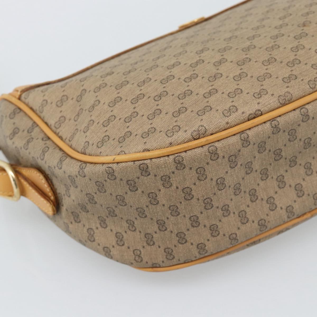 GUCCI Micro GG Shoulder Bag PVC Leather Beige Gold Tone 01 37 4001 Auth ep15391