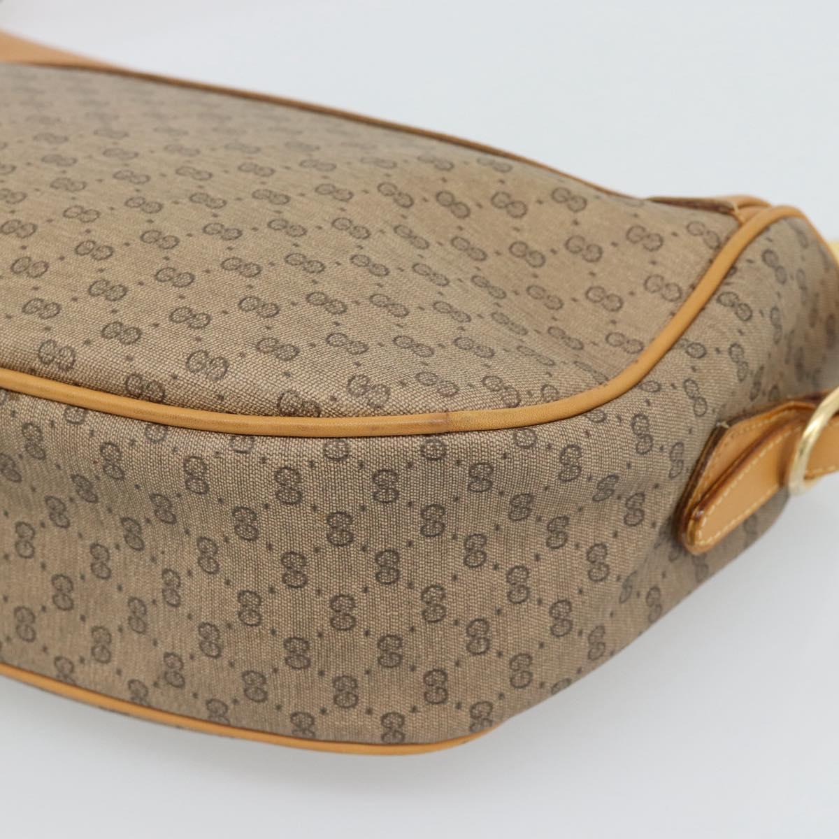GUCCI Micro GG Shoulder Bag PVC Leather Beige Gold Tone 01 37 4001 Auth ep15391
