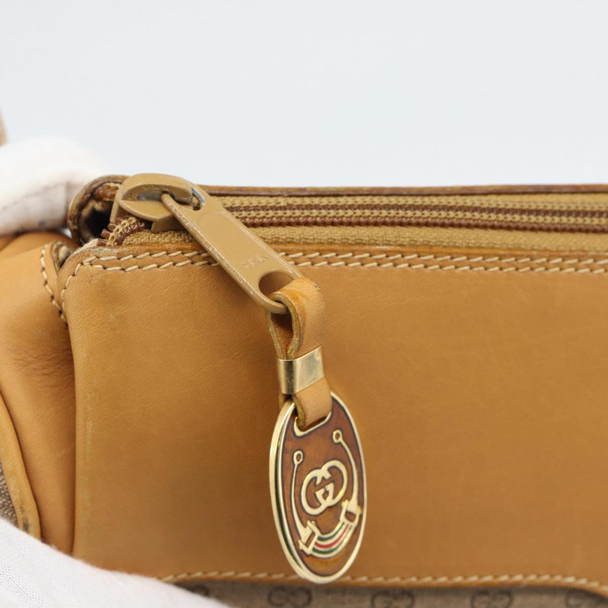 GUCCI Micro GG Shoulder Bag PVC Leather Beige Gold Tone 01 37 4001 Auth ep15391