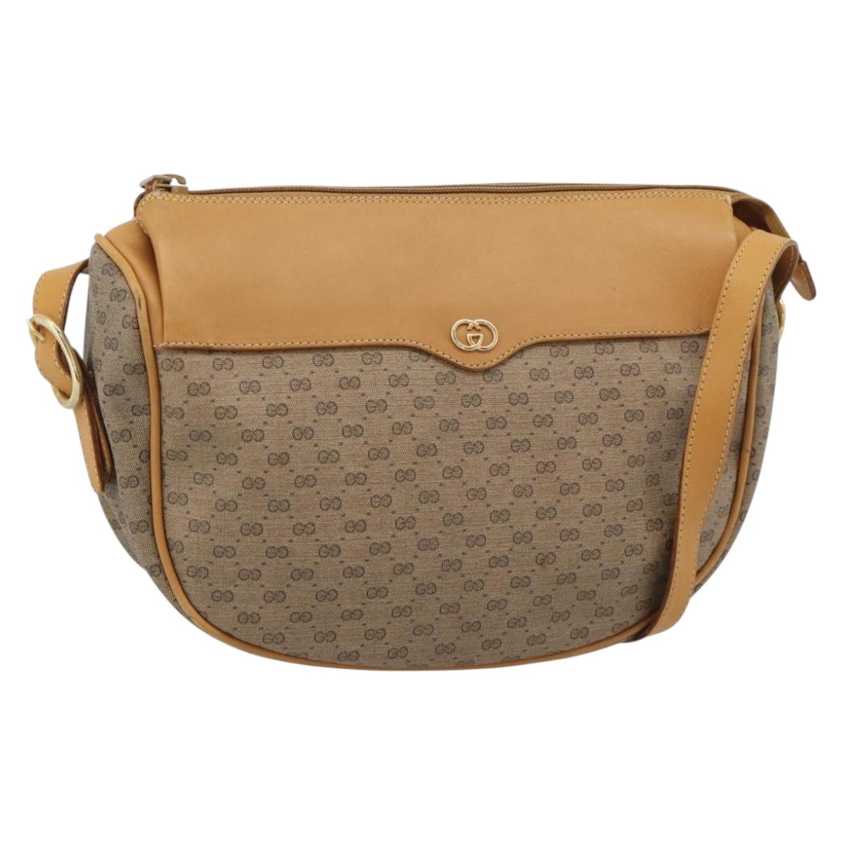 GUCCI Micro GG Shoulder Bag PVC Leather Beige Gold Tone 01 37 4001 Auth ep15391