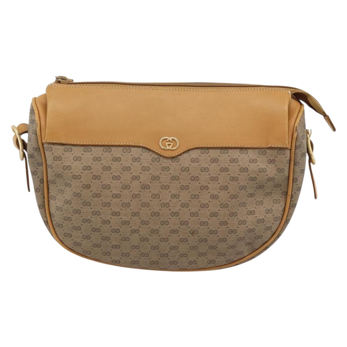 GUCCI Micro GG Shoulder Bag PVC Leather Beige Gold Tone 01 37 4001 Auth ep15391