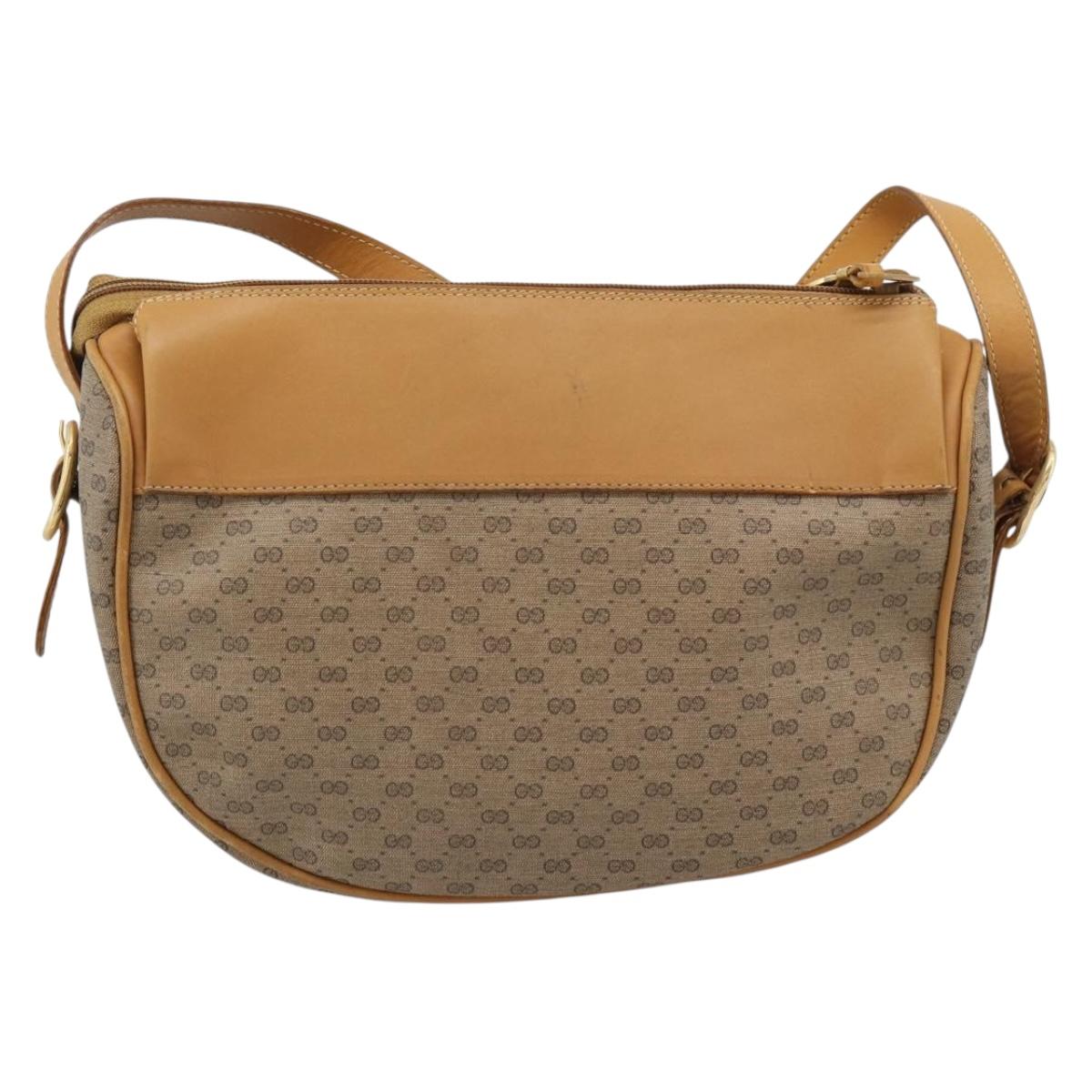 GUCCI Micro GG Shoulder Bag PVC Leather Beige Gold Tone 01 37 4001 Auth ep15391