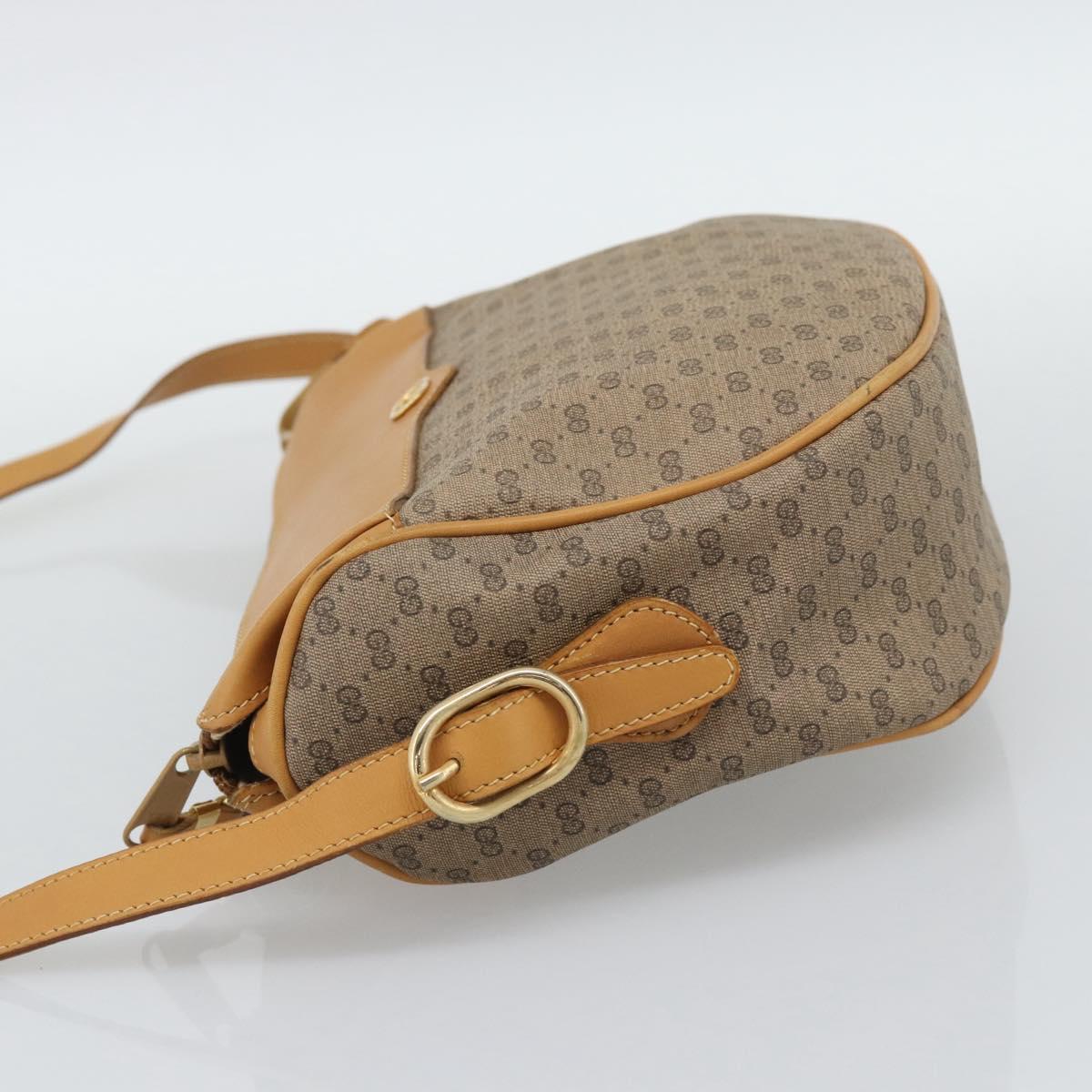 GUCCI Micro GG Shoulder Bag PVC Leather Beige Gold Tone 01 37 4001 Auth ep15391