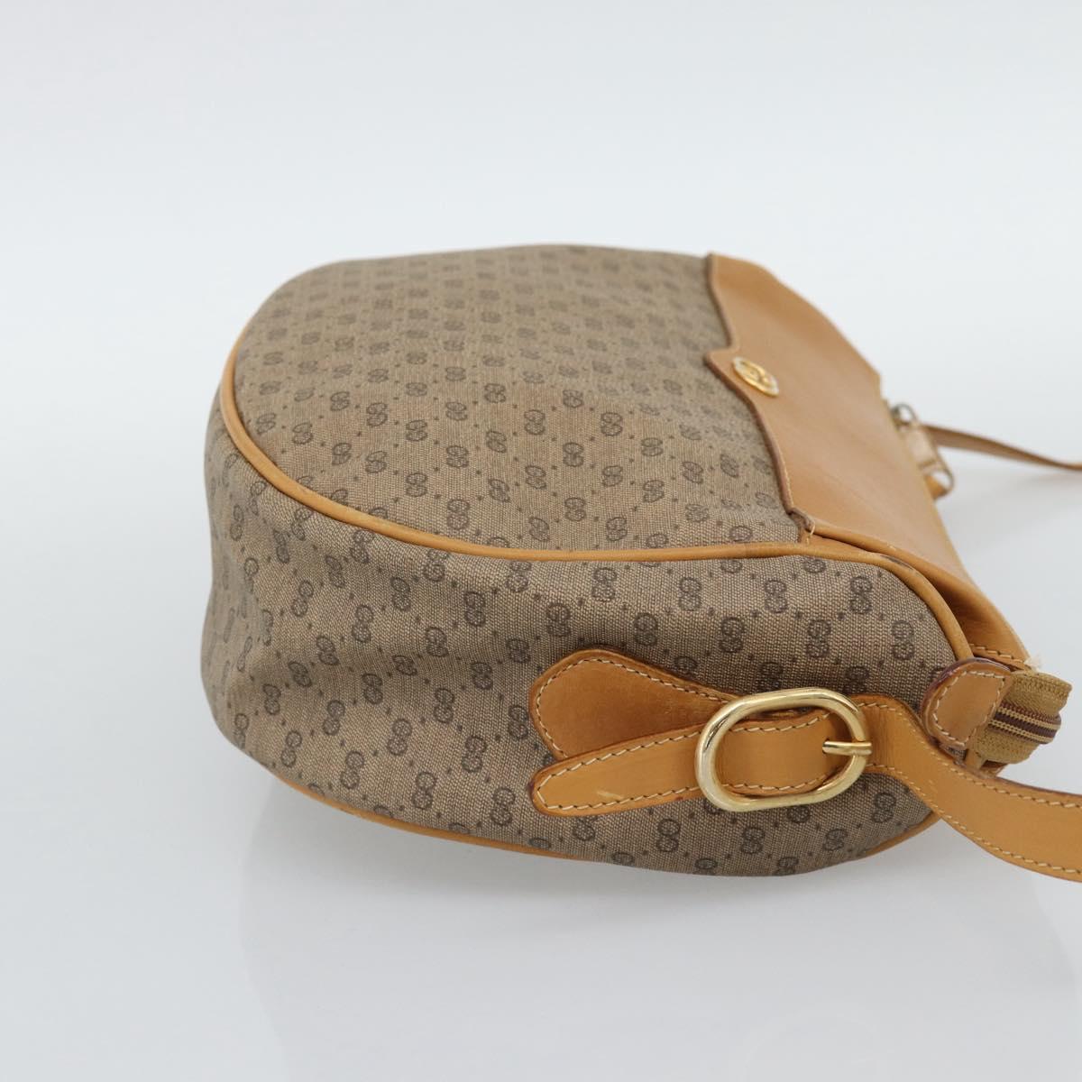 GUCCI Micro GG Shoulder Bag PVC Leather Beige Gold Tone 01 37 4001 Auth ep15391