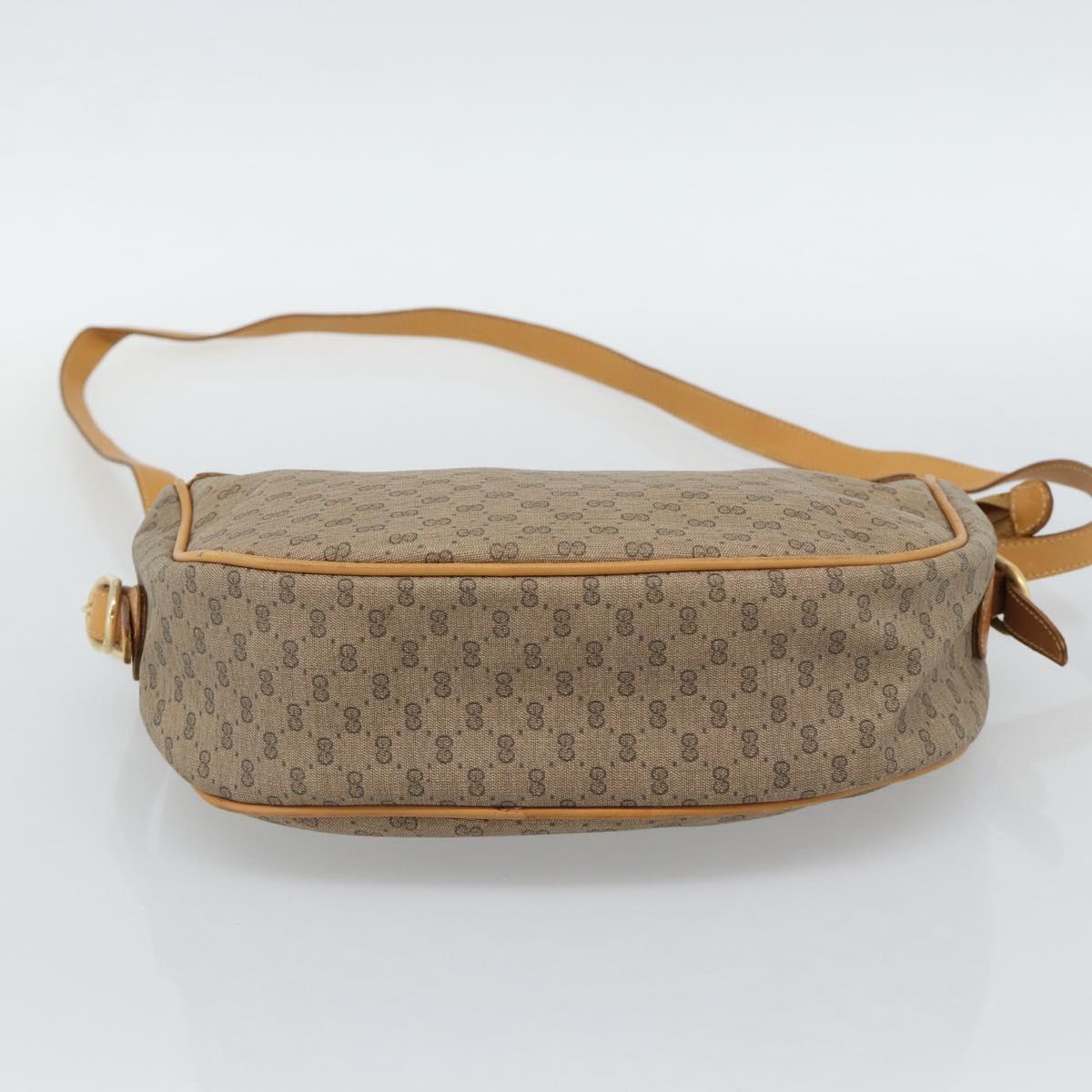 GUCCI Micro GG Shoulder Bag PVC Leather Beige Gold Tone 01 37 4001 Auth ep15391