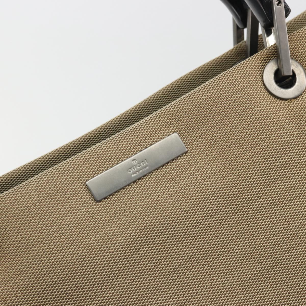GUCCI Bamboo Hand Bag Canvas Beige Black 002 1010 Auth ep15398