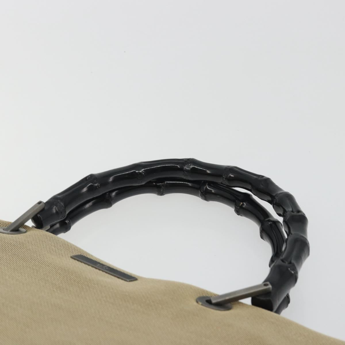 GUCCI Bamboo Hand Bag Canvas Beige Black 002 1010 Auth ep15398