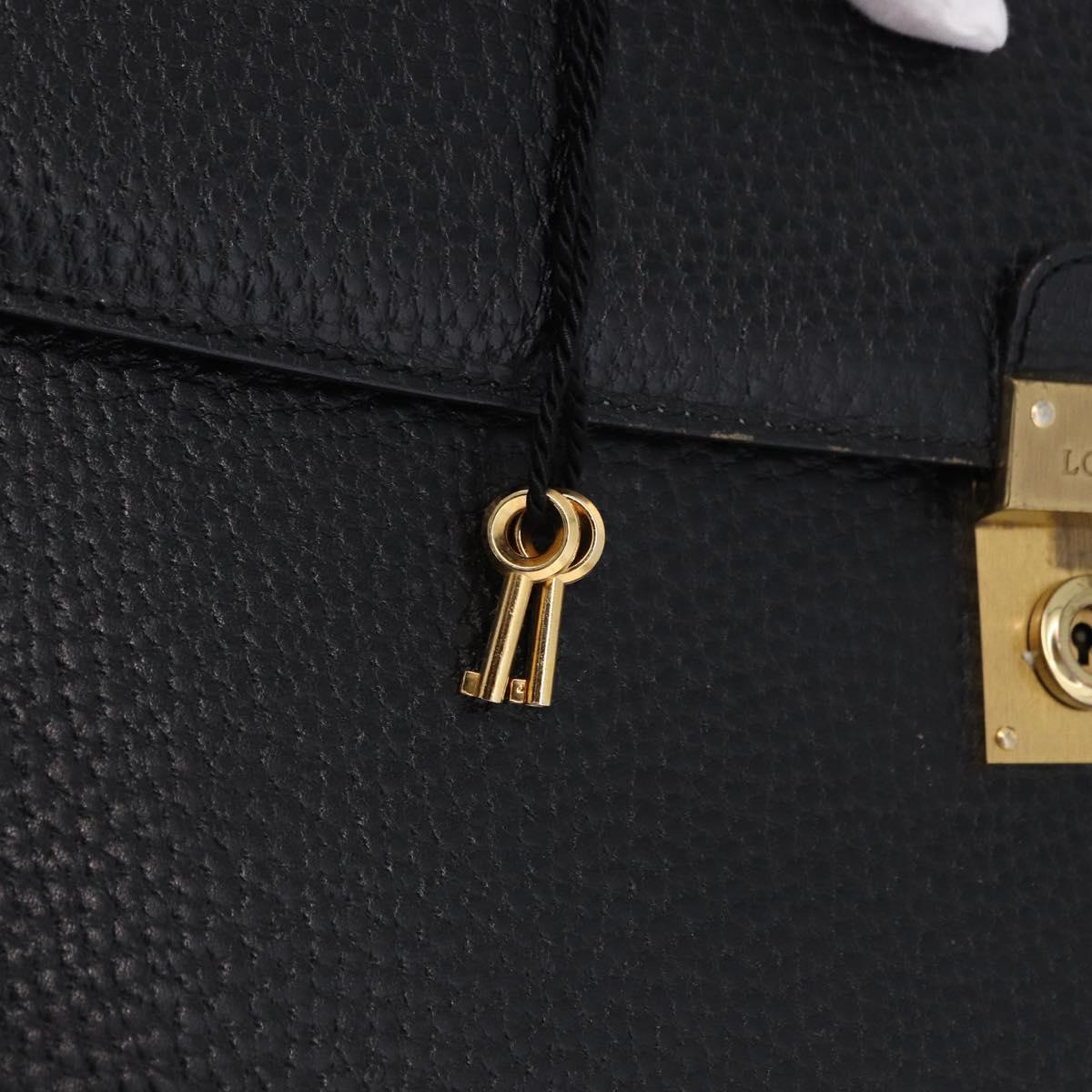 LOEWE Business Bag Leather Black Gold Tone Auth ep15399